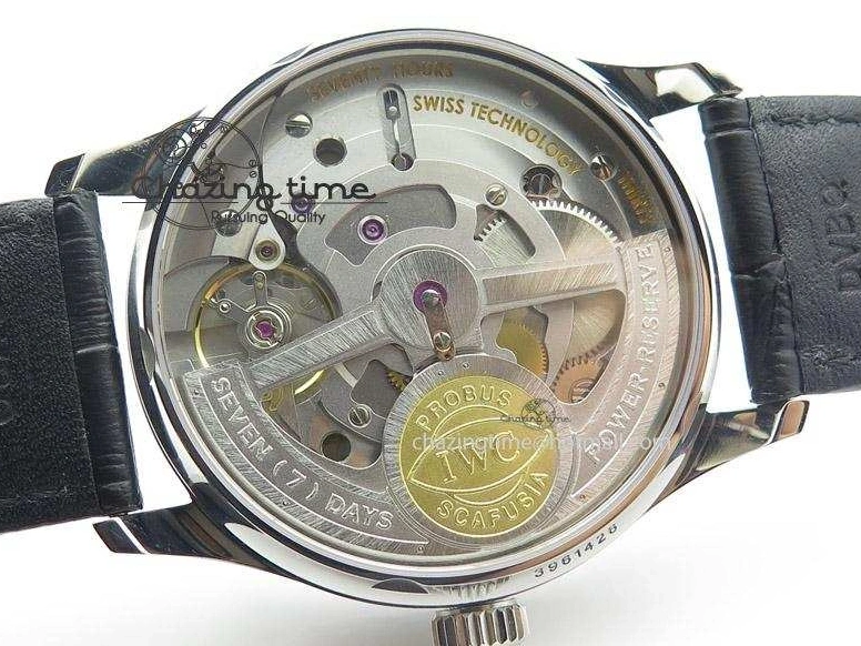 MIROTIME 0405 Bold Portuguese Real PR IW500704 ZF 1:1 Best Edition On Black Leather Strap A 7374